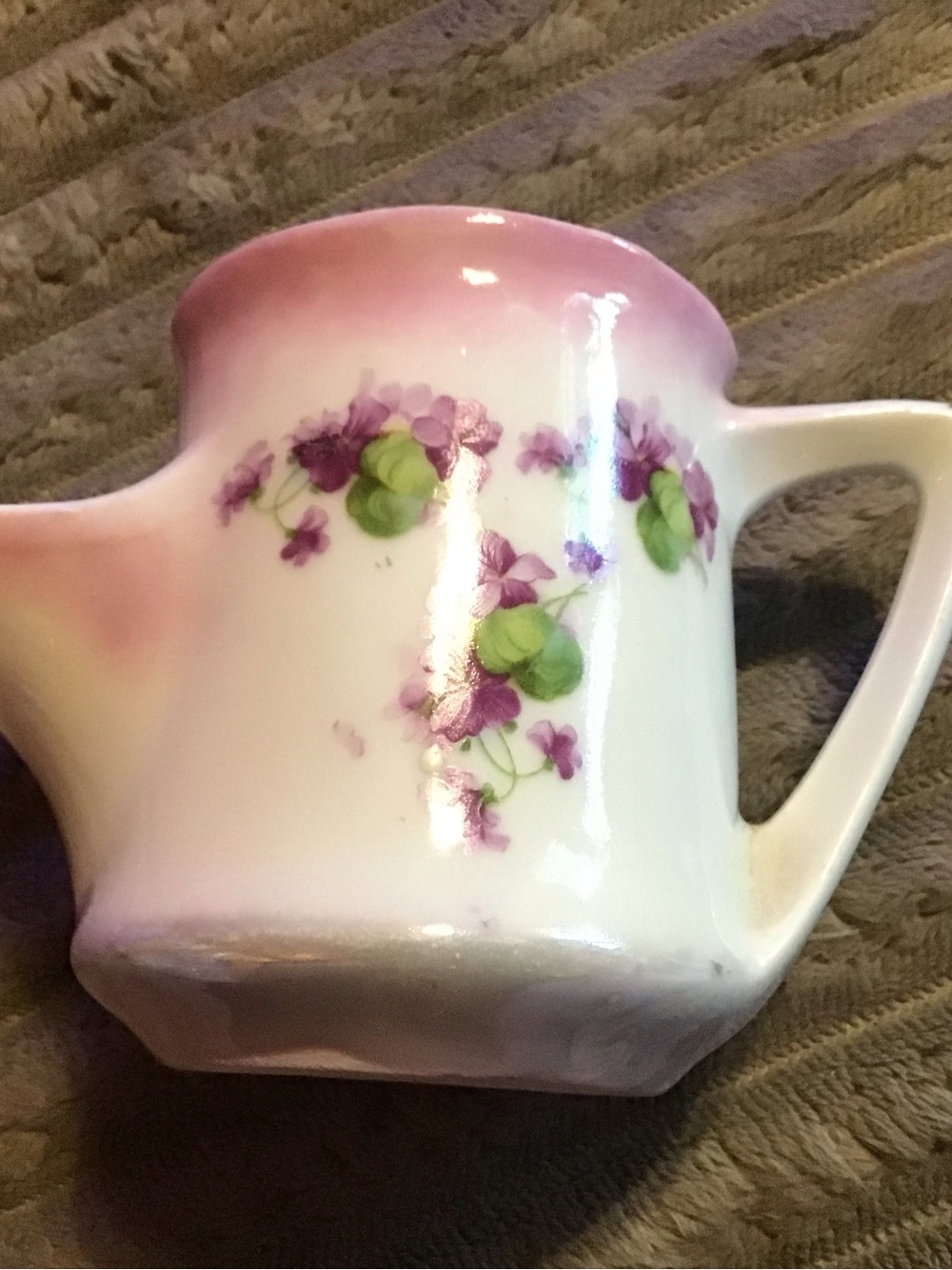 Porcelain Pink and Purple Floral Pitcher - Decorative Home Art